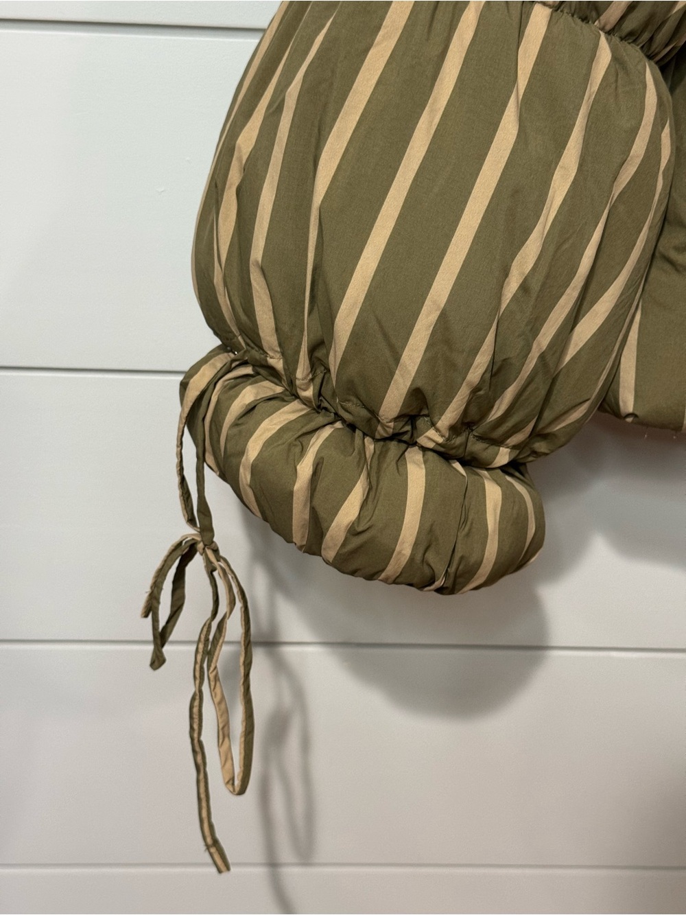 NEW Free People Printed Puffer Coat - Olive Striped Size S - Picture 6 of 7